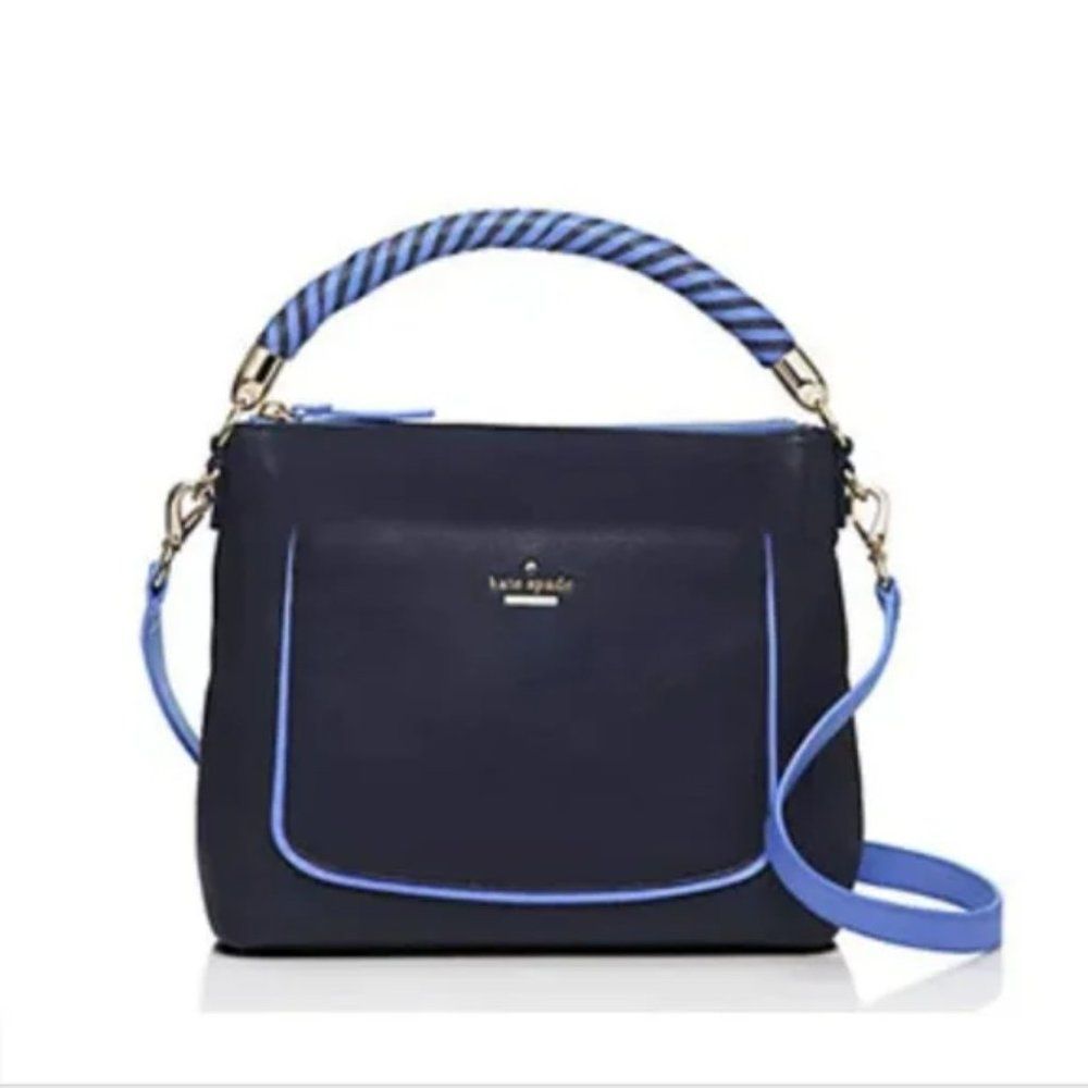 Kate Spade Navy Blue Leather Small Wood Drive Harris Shoulder Bag - Not Worn